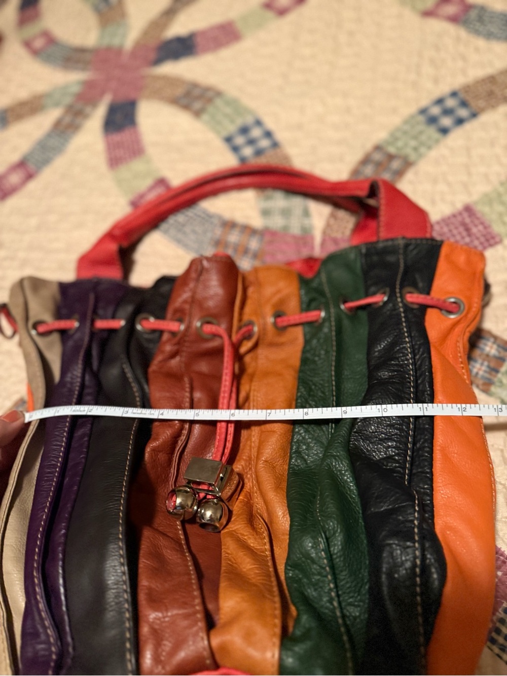 Source Unknown Multicolor Leather Drawstring Bucket Bag - Picture 5 of 5
